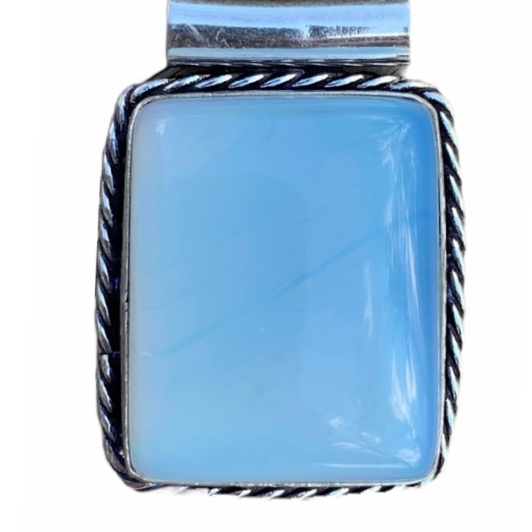 Firey Blue Opalite Pendant. Ss